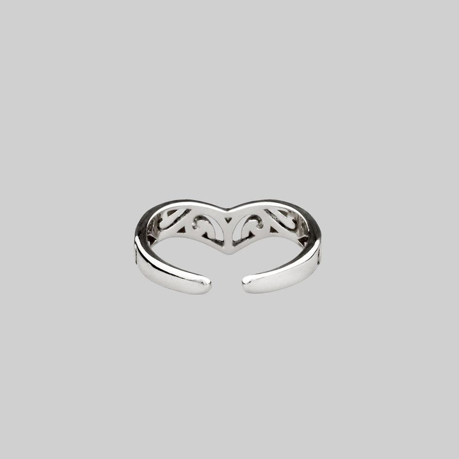 TRIBE. Silver Chevron Midi Ring / Toe Ring adjustable toe ring with swirl pattern