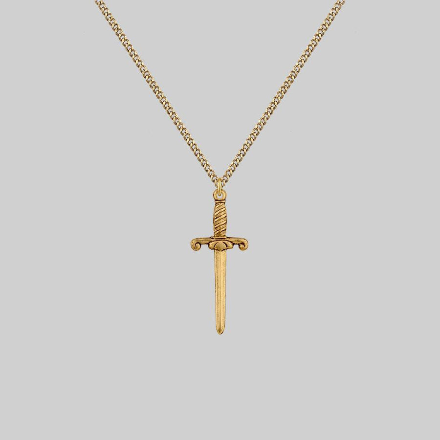 gold gothic dagger necklace