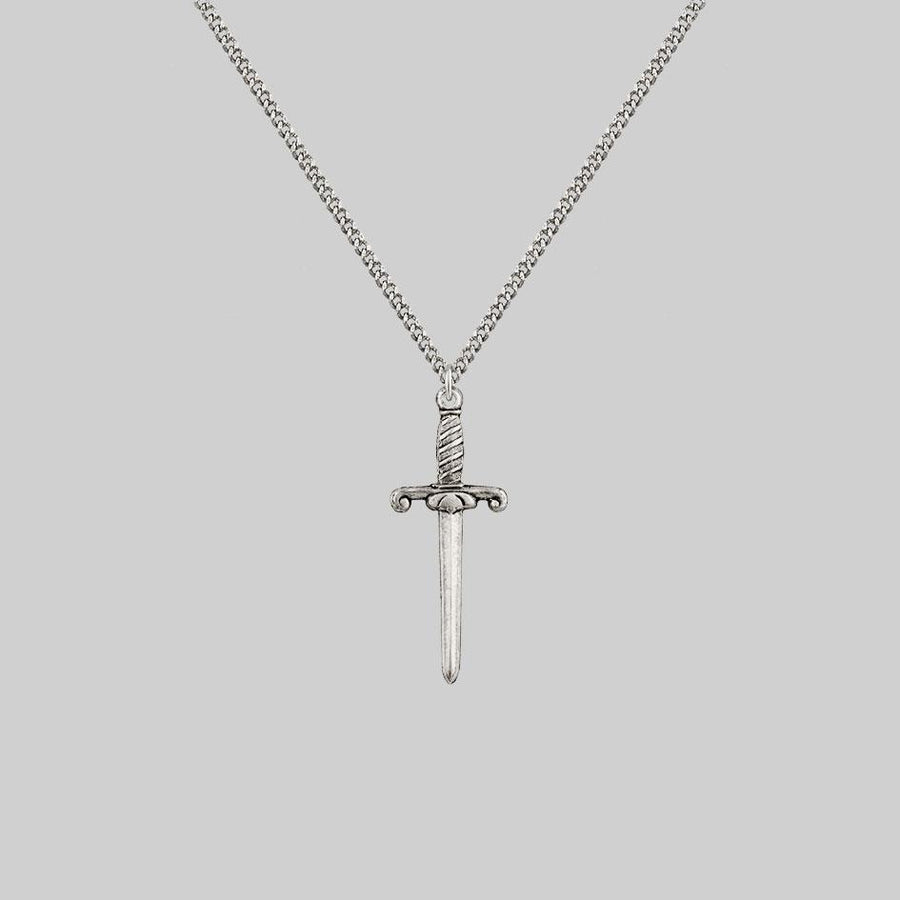 silver gothic dagger necklace