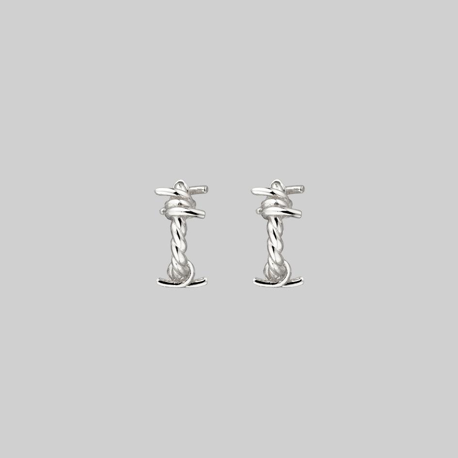 silver twisted barbed wire hoops