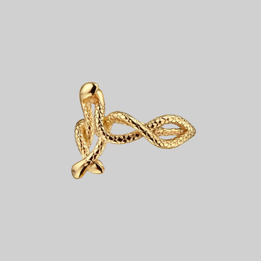 DECEIPT. Four Headed Snake Ring - Gold double headed snake gothic ring