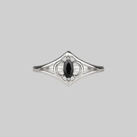 black spinel moon ring silver