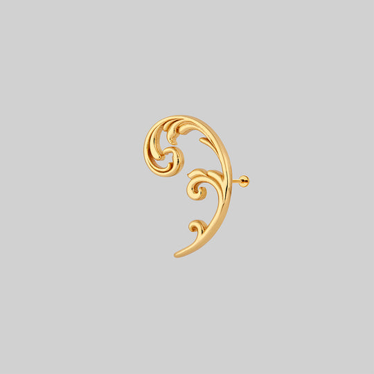 IMPERIAL. Ornate Flourish Arch Stud Earring - Gold