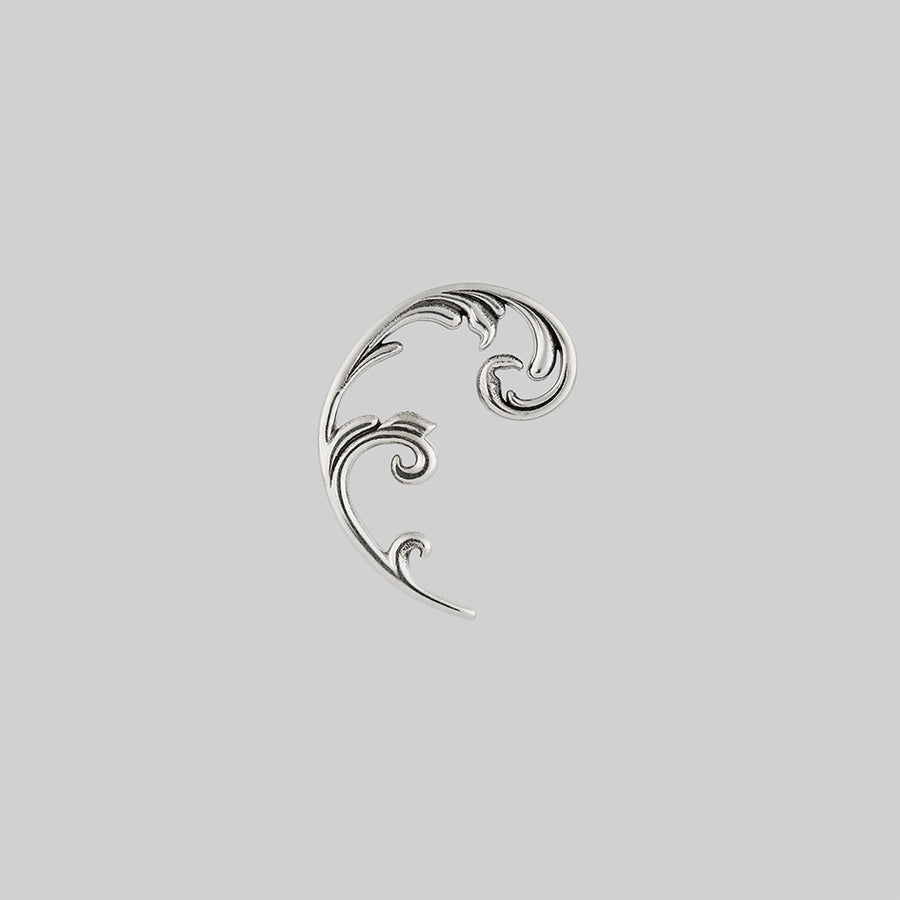 IMPERIAL. Ornate Flourish Arch Stud Earring - Silver flourish arch threader earring