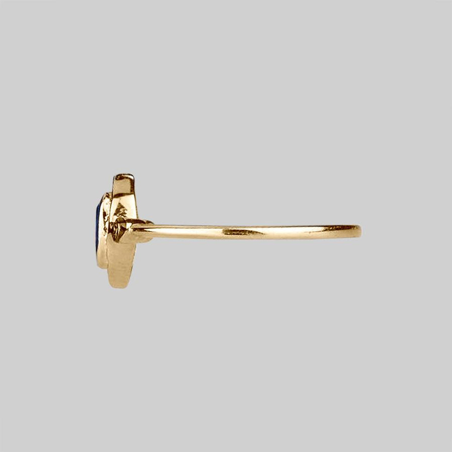 HAWTHORNE. Detailed Royal Blue Gold Ring gold ring with blue quartz gemstone