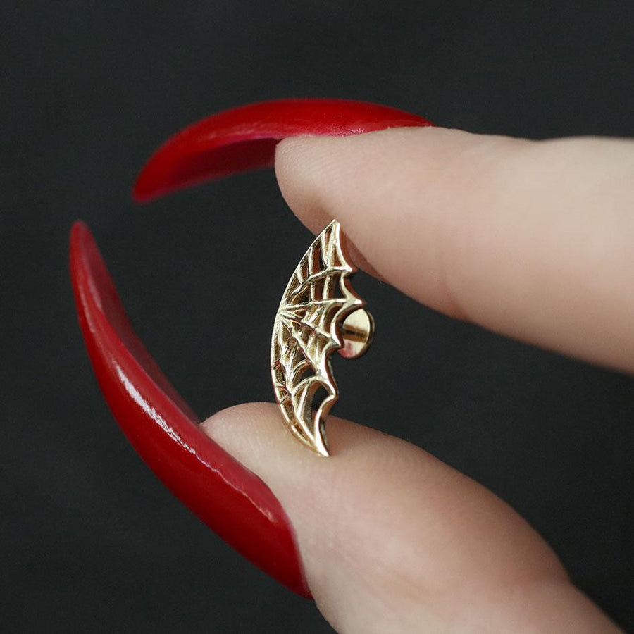 NARCISSA. Silver Web Stud Earring - Helix helix piercing spider's web