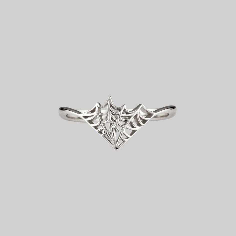 web chevron ring silver