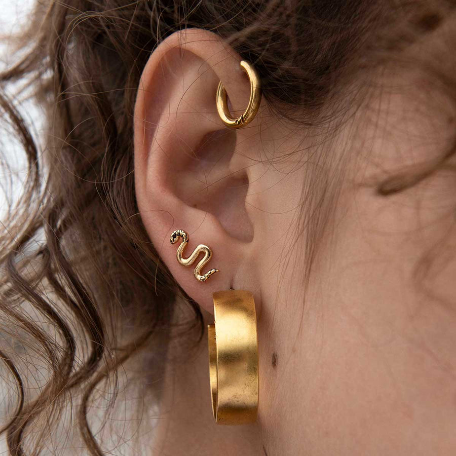 DIVINITY. Garnet Snake Gold Stud Earrings gemstone snake earrings