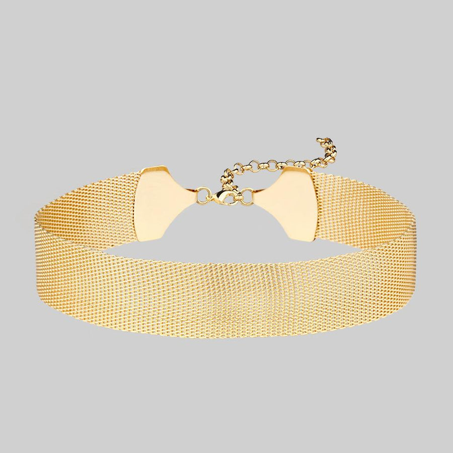 thick gold mesh choker