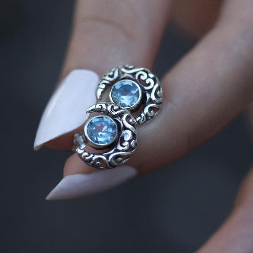 BLUE MOON. Crystal Moon & Star Ring - Silver