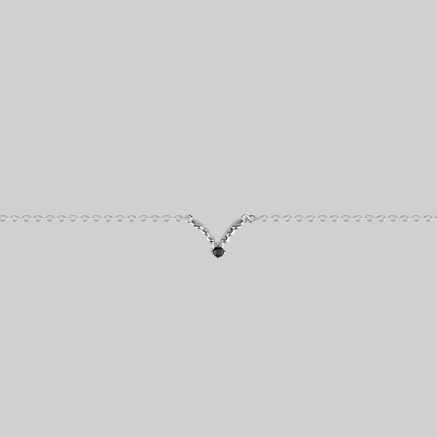 CUPID. Black Spinel Chevron Collar - Silver