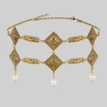 ornate gothic pearl gold choker