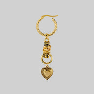 gold hand holding heart single earring