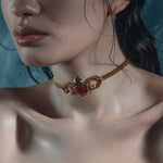 gothic cathedral window green pink tourmaline glass choker gold arch ombré