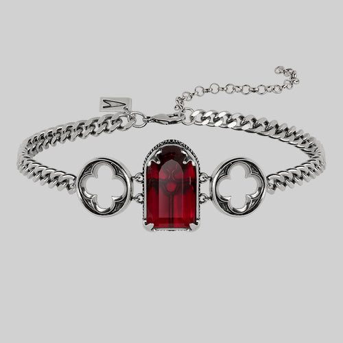 ALTAR. Gothic Arch Red Glass Choker - Gold