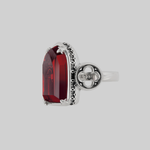 silver gothic arch cathedral window red glass ring 