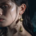 gothic teardrop antique gold hoop earrings filigree