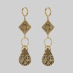 gothic teardrop antique gold hoop earrings filigree