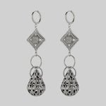 gothic teardrop antique silver hoop earrings filigree