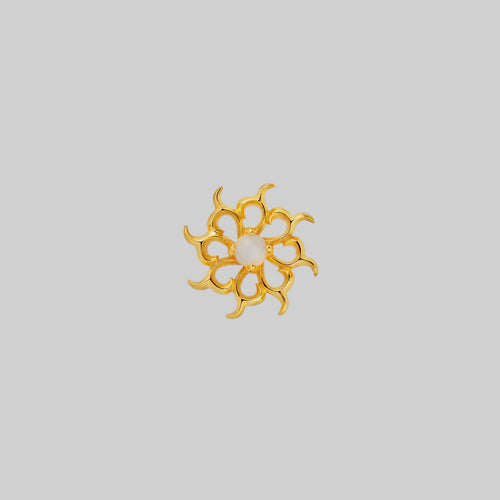 APRIL. Sunflower Heart Stud Earrings - Gold