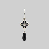 silver gothic black drop hoop earrings
