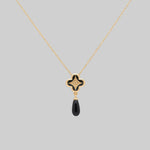 gold gothic black enamel crest chain necklace