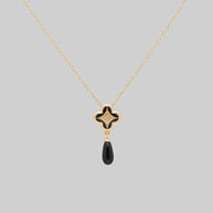 gold gothic black enamel crest chain necklace