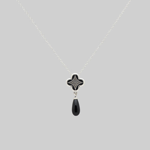 SOLEMN. Black Enamel Heart Satin Choker - Gold
