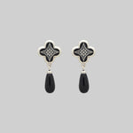 silver drop black agate gothic earrings