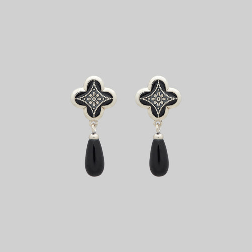 CELIA. Black Agate Droplet Chain Collar - Gold