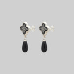 silver enamel black gothic earrings 