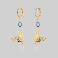 gold drop butterfly earrings