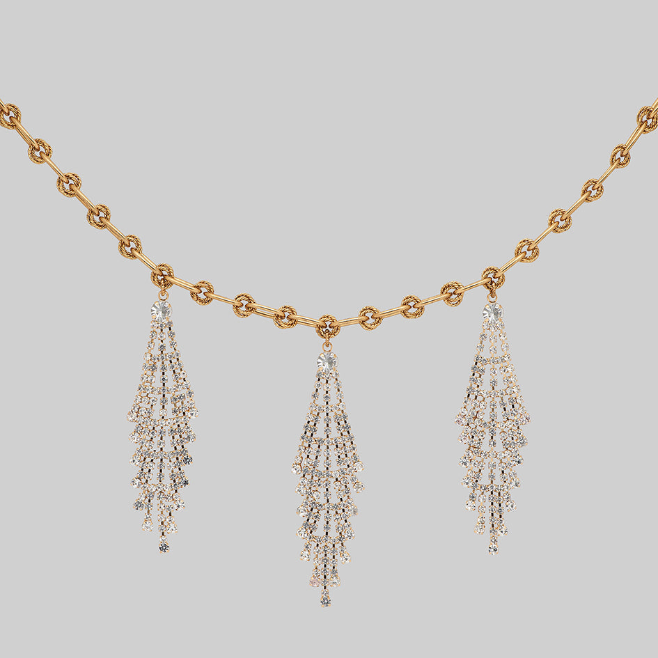 gold chandelier sparkle collar necklace
