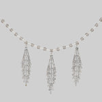 silver sparkle drop waterfall vintage inspired collar necklace