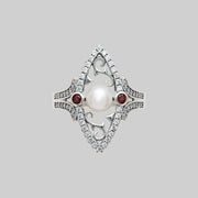 ARABELLA. Thorn Encased Pearl Ring - Silver