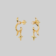 abstract waves star earrings gold