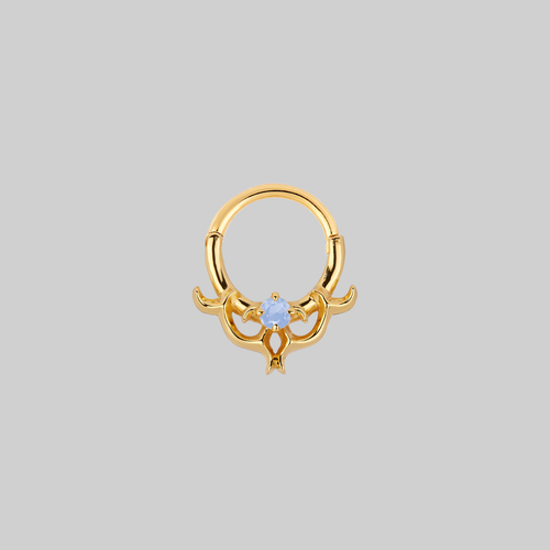 MUTINY. Medieval Garnet Septum Clicker Ring - Gold
