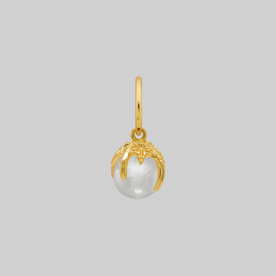 Single gold crystal ball hoop earring