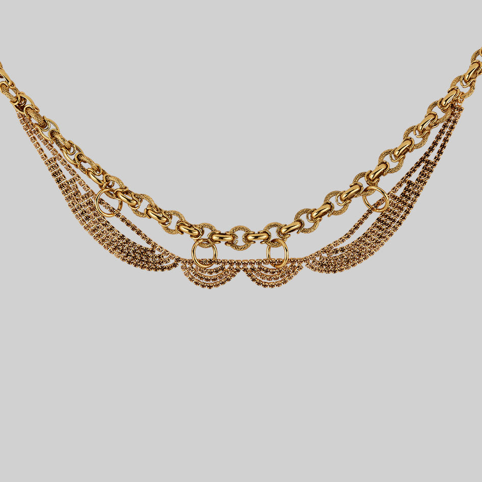 gold chunky dazzle cz chain collar