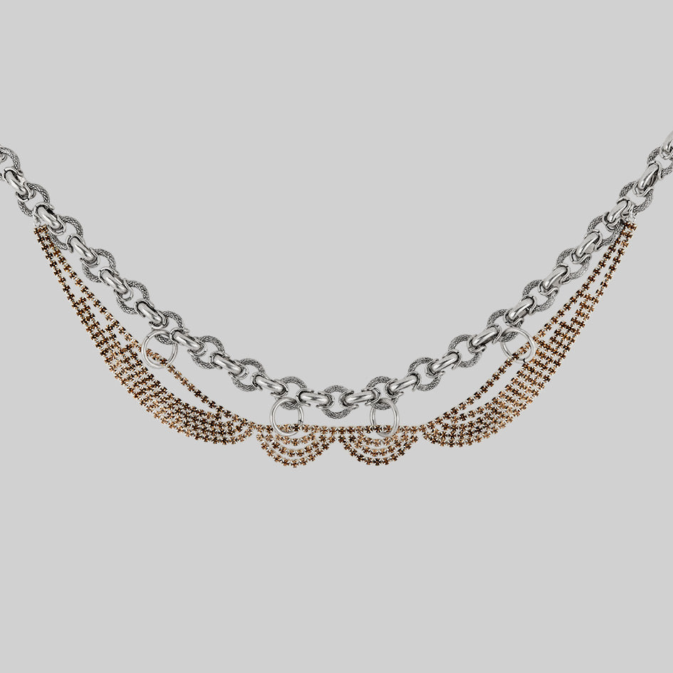 silver chunky dazzle cz chain collar