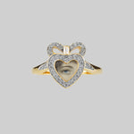 eye cubic zirconia heart dainty bow gold ring 