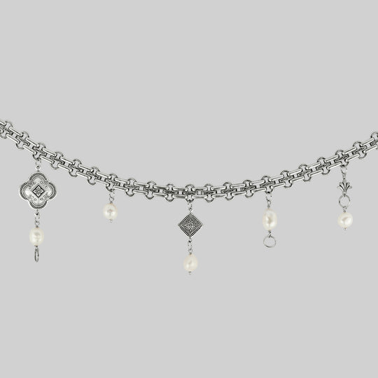 LENORE. Gothic Arch Window Satin Choker - Silver – REGALROSE