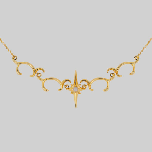 RHAPSODY. Dagger Through Rose Necklace - Gold