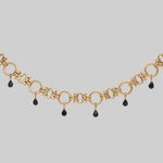 gold chunky black agate gothic necklace