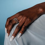 cosmic waves band ring silver