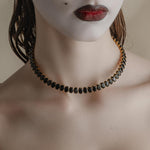 gold black stone gothic collar necklace