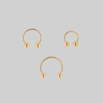 Gold titanium barbell septum ring 0.8mm pack of three