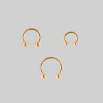 Gold titanium barbell septum ring 1.6mm pack of three