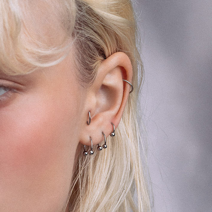 silver barbell multipack earrings