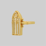 18k Gold Cathedral Window Glass Gothic Statement Ring